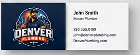 Concept business card mockups for Denver Plumbing with sample placeholder contact details